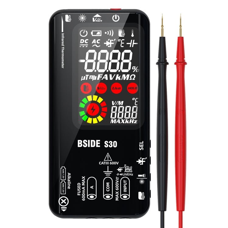 BSIDE S30 Smart Color Screen Infrared Temperature Measurement Multimeter(Black) - British D'sire