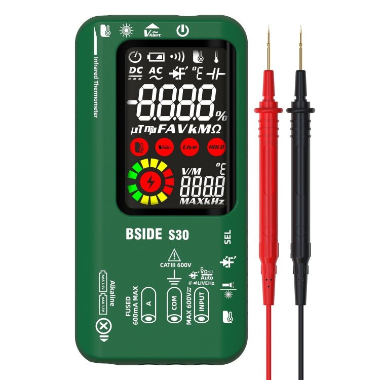 BSIDE S30 Smart Color Screen Infrared Temperature Measurement Multimeter(Green) - British D'sire