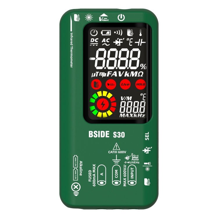 BSIDE S30 Smart Color Screen Infrared Temperature Measurement Multimeter(Green) - British D'sire