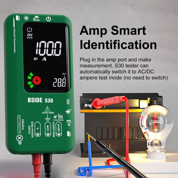 BSIDE S30 Smart Color Screen Infrared Temperature Measurement Multimeter(Red) - British D'sire