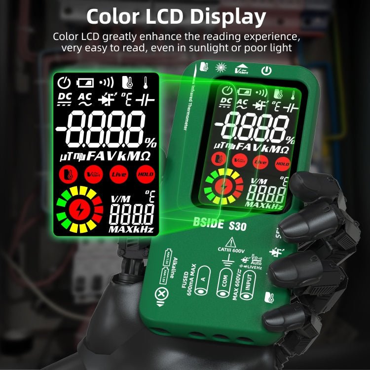 BSIDE S30 Smart Color Screen Infrared Temperature Measurement Multimeter(Red) - British D'sire