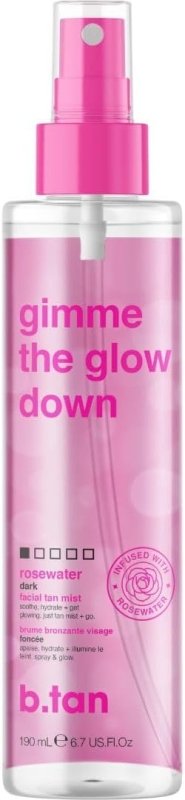 b.tan Facial Self Tanner Mist | Gimme The Glow Down - Gradual Dark Rosewater Mist, Vegan, Cruelty Free, 6.7 Fl Oz - British D'sire