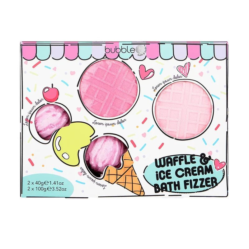 Bubble T Cosmetics Waffle & Ice Cream Bath Bomb Gift Set - Set of 4 - Bath & Body Gift Sets - British D'sire Main image