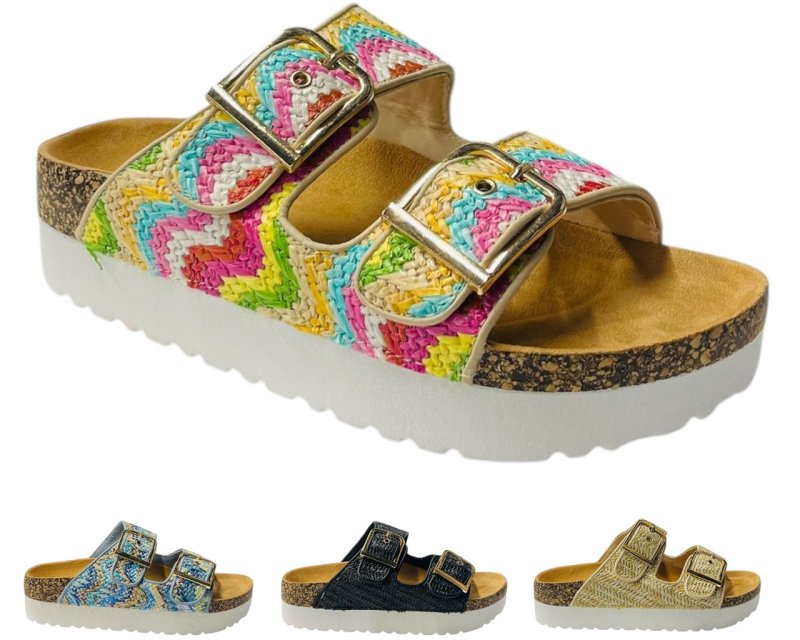 Buckle Strap Flatform Sandals - Sandals - British D'sire Main image