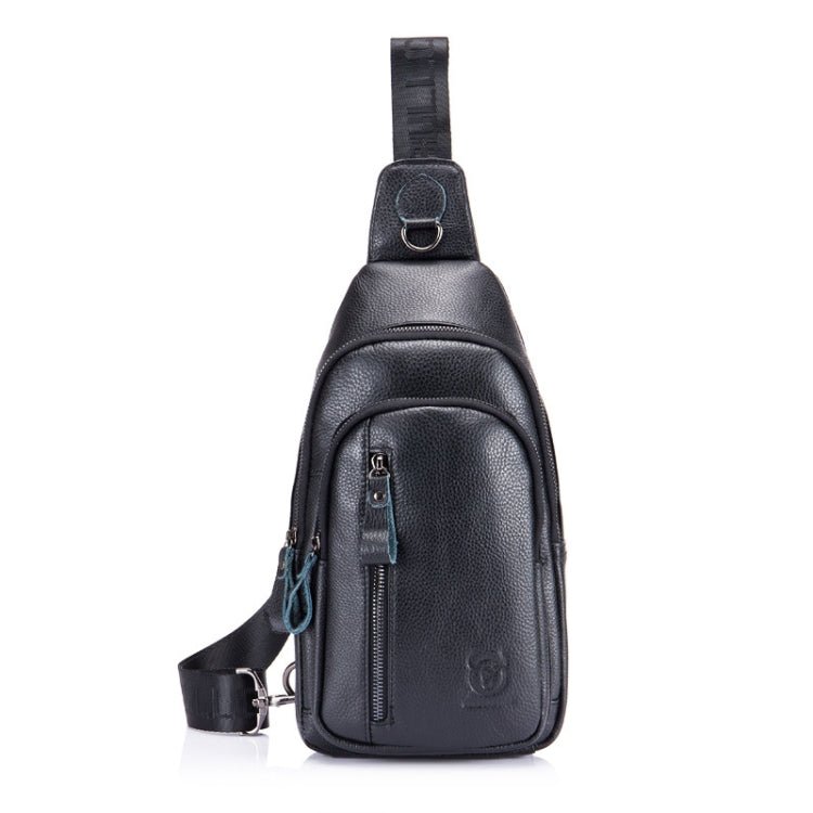 BUFF CAPTAIN 100 Men Leather Crossbody Shoulder Bag First - Layer Cowhide Multi - Function Sports Casual Chest Bag(Black) - British D'sire Main image