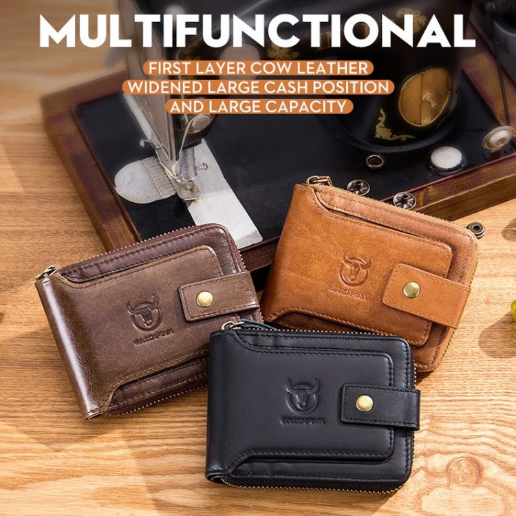 BUFF CAPTAIN 231 First Layer Cowhide Zipper Wallet Horizontal Leather Multiple-Card Thicken Album Wallet(Yellow Brown) Secondary image