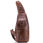 BULL CAPTAIN 019 Retro Men Leather Crossbody Shoulder Bag First - Layer Cowhide Chest Bag, Colour: Chestnut Brown - British D'sire