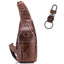 BULL CAPTAIN 019 Retro Men Leather Crossbody Shoulder Bag First - Layer Cowhide Chest Bag, Colour: Chestnut Brown + Buckle - British D'sire