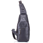 BULL CAPTAIN 019 Retro Men Leather Crossbody Shoulder Bag First - Layer Cowhide Chest Bag, Colour: Gray Brown - British D'sire