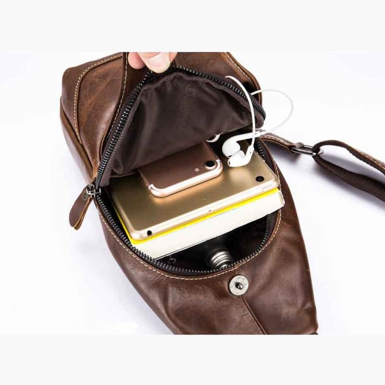 BULL CAPTAIN 019 Retro Men Leather Crossbody Shoulder Bag First - Layer Cowhide Chest Bag, Colour: Gray + Buckle - British D'sire