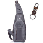 BULL CAPTAIN 019 Retro Men Leather Crossbody Shoulder Bag First - Layer Cowhide Chest Bag, Colour: Gray + Buckle - British D'sire