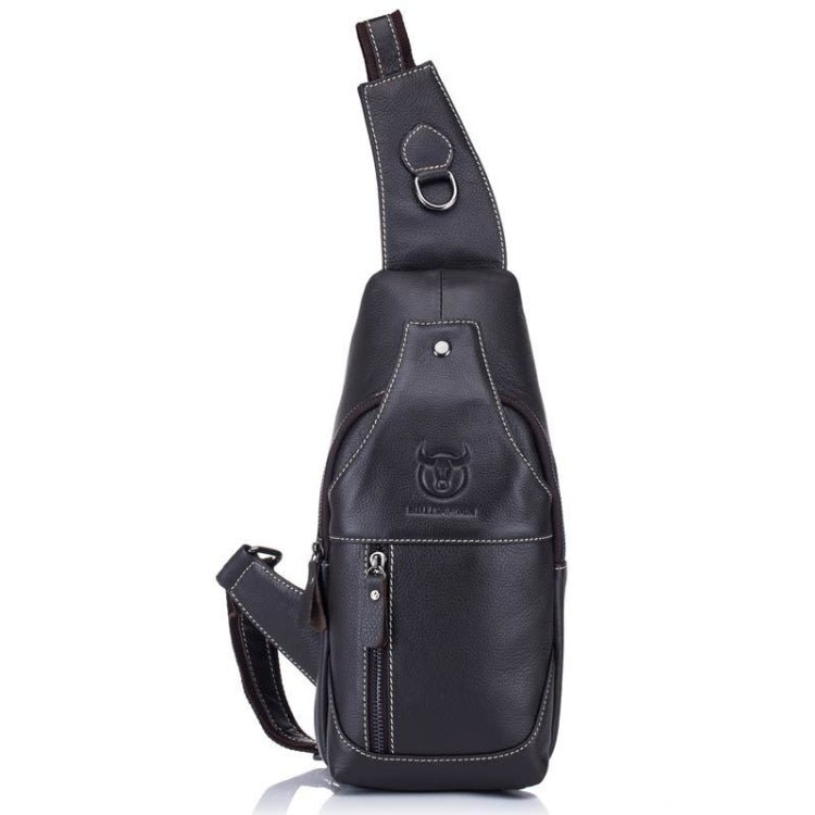 BULL CAPTAIN 019 Retro Men Leather Crossbody Shoulder Bag First - Layer Cowhide Chest Bag, Colour: Pure Black - British D'sire Main image