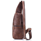 BULL CAPTAIN 019 Retro Men Leather Crossbody Shoulder Bag First - Layer Cowhide Chest Bag, Colour: Pure Black - British D'sire