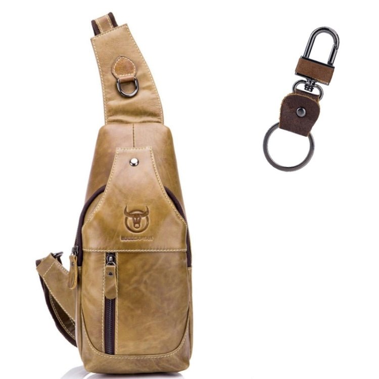 BULL CAPTAIN 019 Retro Men Leather Crossbody Shoulder Bag First - Layer Cowhide Chest Bag, Colour: Yellow + Buckle - British D'sire Main image