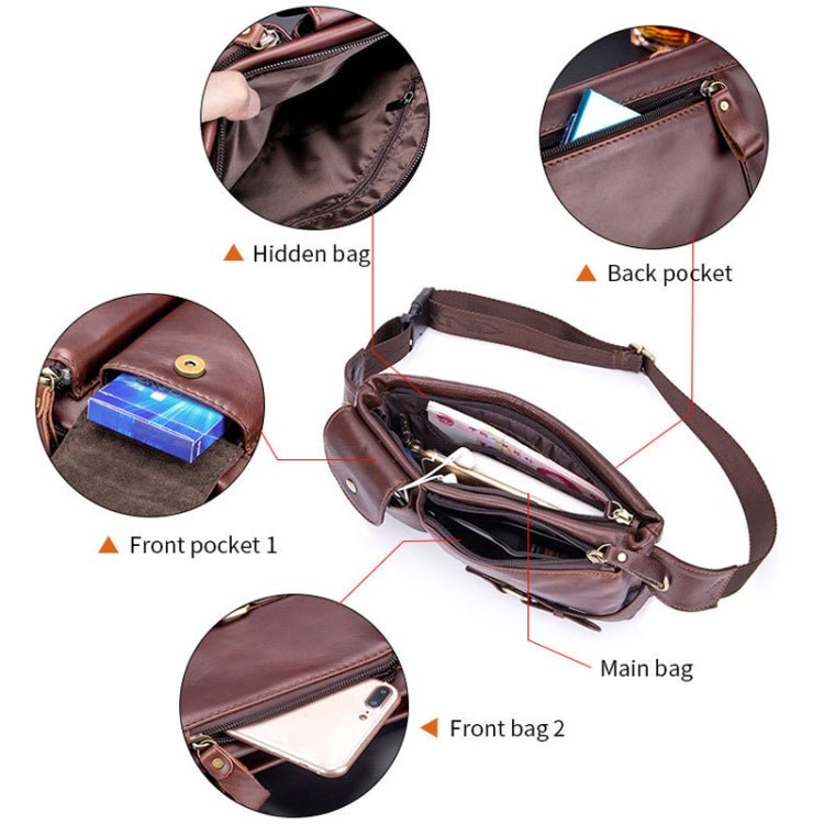 BULL CAPTAIN 020 Men Small Mobile Phone Waist Bag Crossbody Multi - Function Chest Bag(Black) - British D'sire
