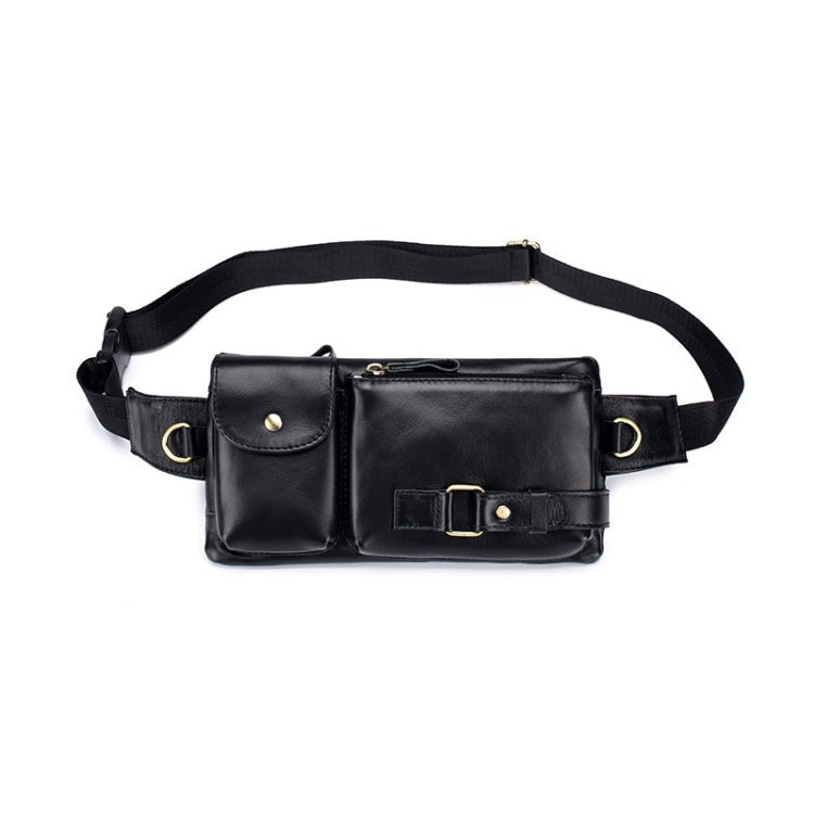 BULL CAPTAIN 020 Men Small Mobile Phone Waist Bag Crossbody Multi-Function Chest Bag(Black) Secondary image
