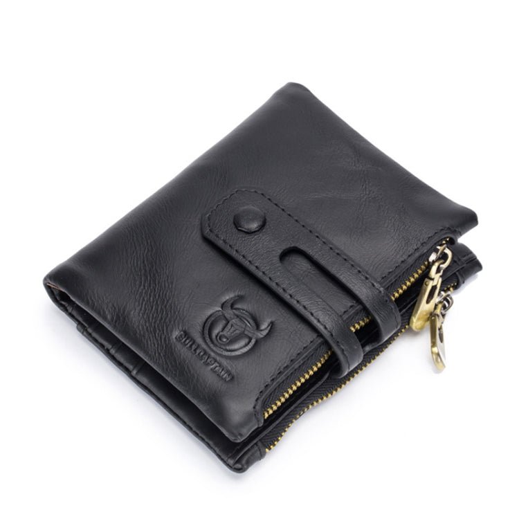 BULL CAPTAIN 021 Leather Men Vertical Wallet Short Multi-Function Wallet(Black) Secondary image