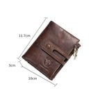 BULL CAPTAIN 021 Leather Men Vertical Wallet Short Multi - Function Wallet(Black) - British D'sire