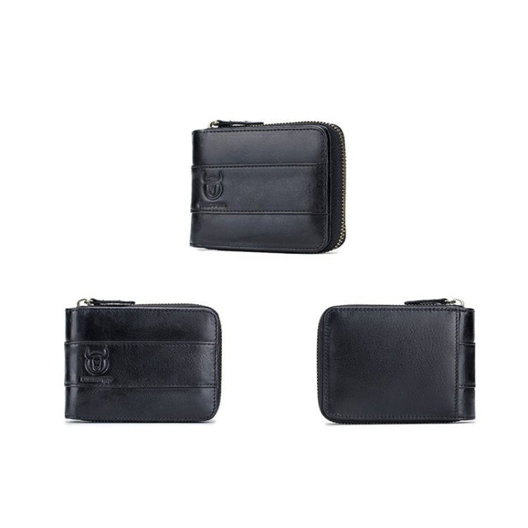 BULL CAPTAIN 025 Leather First-Layer Cowhide Wallet Multi-Function Card Tap Wallet(Black) Secondary image