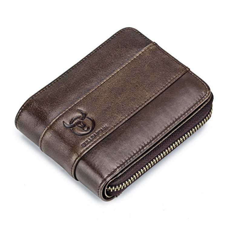 BULL CAPTAIN 025 Leather First - Layer Cowhide Wallet Multi - Function Card Tap Wallet(Brown) - British D'sire