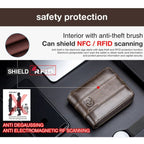 BULL CAPTAIN 025 Leather First - Layer Cowhide Wallet Multi - Function Card Tap Wallet(Brown) - British D'sire