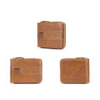 BULL CAPTAIN 025 Leather First - Layer Cowhide Wallet Multi - Function Card Tap Wallet(Yellow Brown) - British D'sire