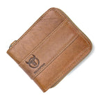 BULL CAPTAIN 025 Leather First - Layer Cowhide Wallet Multi - Function Card Tap Wallet(Yellow Brown) - British D'sire
