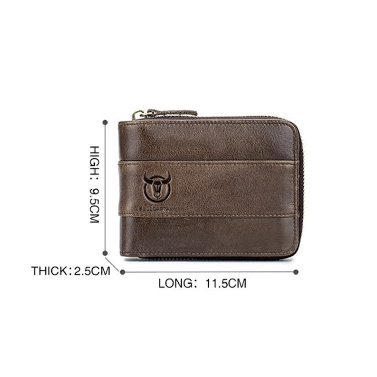 BULL CAPTAIN 025 Leather First - Layer Cowhide Wallet Multi - Function Card Tap Wallet(Yellow Brown) - British D'sire