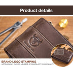 BULL CAPTAIN 025 Leather First - Layer Cowhide Wallet Multi - Function Card Tap Wallet(Yellow Brown) - British D'sire