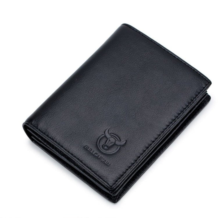 BULL CAPTAIN 027 Men Short Anti - Theft Wallet Leather Multi - Card Thicken Wallet, Colour: Black - British D'sire