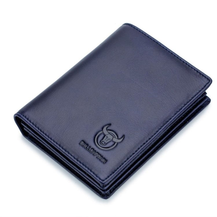 BULL CAPTAIN 027 Men Short Anti - Theft Wallet Leather Multi - Card Thicken Wallet, Colour: Blue - British D'sire Main image