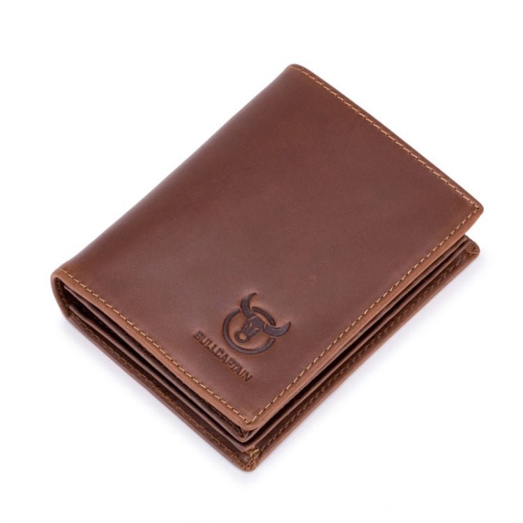 BULL CAPTAIN 027 Men Short Anti - Theft Wallet Leather Multi - Card Thicken Wallet, Colour: Brown - British D'sire Main image