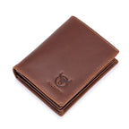 BULL CAPTAIN 027 Men Short Anti - Theft Wallet Leather Multi - Card Thicken Wallet, Colour: Brown - British D'sire