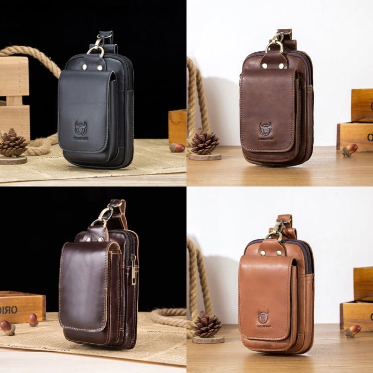 BULL CAPTAIN 028 Multi-Function Cattle Leather Waist Bag Magnetic Buckle Mobile Phone Belt Bag(Coffee) Secondary image
