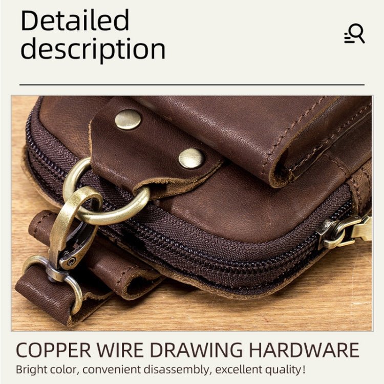 BULL CAPTAIN 028 Multi - Function Cattle Leather Waist Bag Magnetic Buckle Mobile Phone Belt Bag(Coffee) - British D'sire