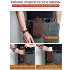 BULL CAPTAIN 028 Multi - Function Cattle Leather Waist Bag Magnetic Buckle Mobile Phone Belt Bag(Yellow Brown) - British D'sire