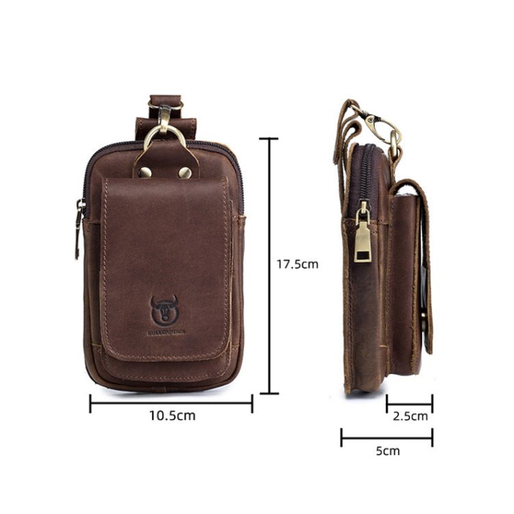 BULL CAPTAIN 028 Multi - Function Cattle Leather Waist Bag Magnetic Buckle Mobile Phone Belt Bag(Yellow Brown) - British D'sire