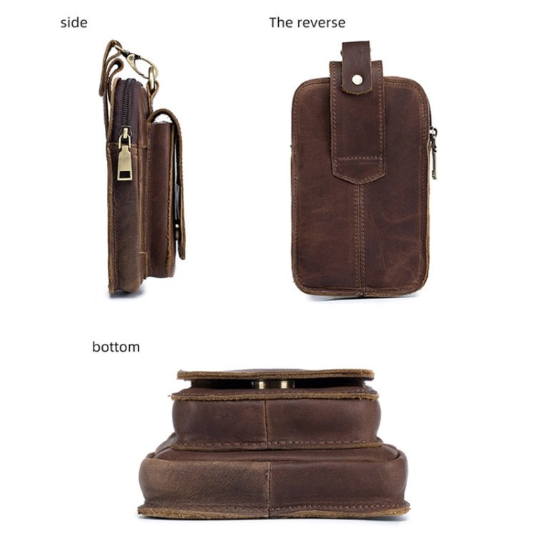 BULL CAPTAIN 028 Multi - Function Cattle Leather Waist Bag Magnetic Buckle Mobile Phone Belt Bag(Yellow Brown) - British D'sire