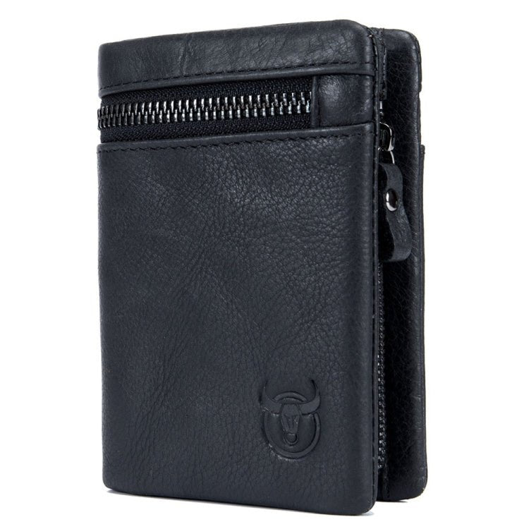 BULL CAPTAIN 03 Large - capacity Folding Multi - card Slot Cowhide Zipper Wallet Coin Clip(Black) - British D'sire Main image