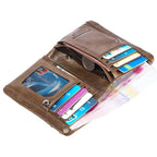 BULL CAPTAIN 03 Large - capacity Folding Multi - card Slot Cowhide Zipper Wallet Coin Clip(Brown) - British D'sire