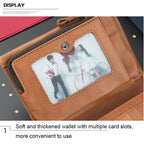 BULL CAPTAIN 03 Large - capacity Folding Multi - card Slot Cowhide Zipper Wallet Coin Clip(Brown) - British D'sire