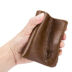 BULL CAPTAIN 03 Large - capacity Folding Multi - card Slot Cowhide Zipper Wallet Coin Clip(Brown) - British D'sire