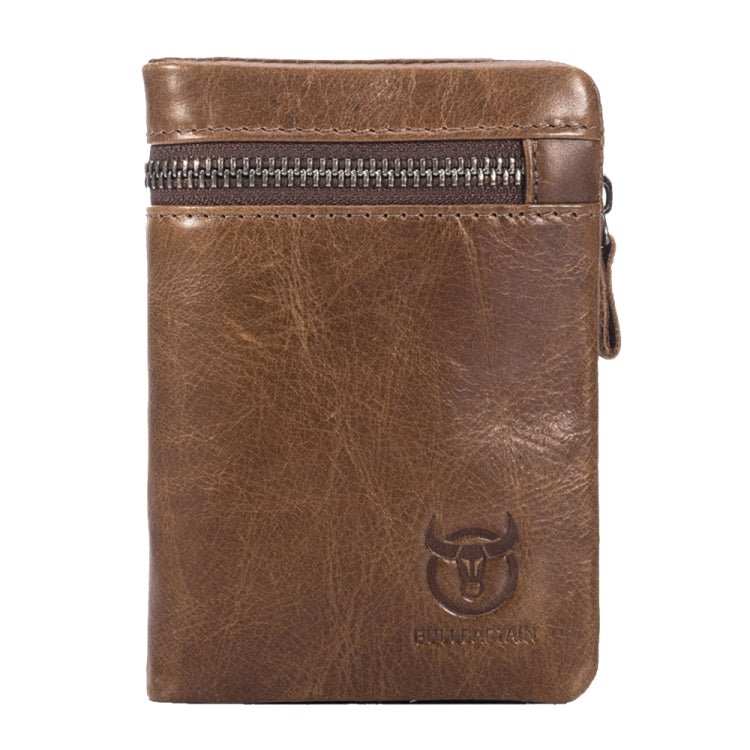 BULL CAPTAIN 03 Large - capacity Folding Multi - card Slot Cowhide Zipper Wallet Coin Clip(Yellow Brown) - British D'sire Main image