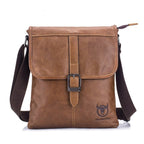 BULL CAPTAIN 034 Men Leather Shoulder Bag Sports Outdoor First - Layer Cowhide Bag(Brown) - British D'sire