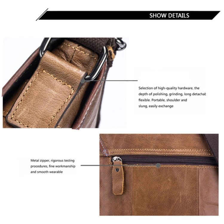 BULL CAPTAIN 034 Men Leather Shoulder Bag Sports Outdoor First - Layer Cowhide Bag(Brown) - British D'sire