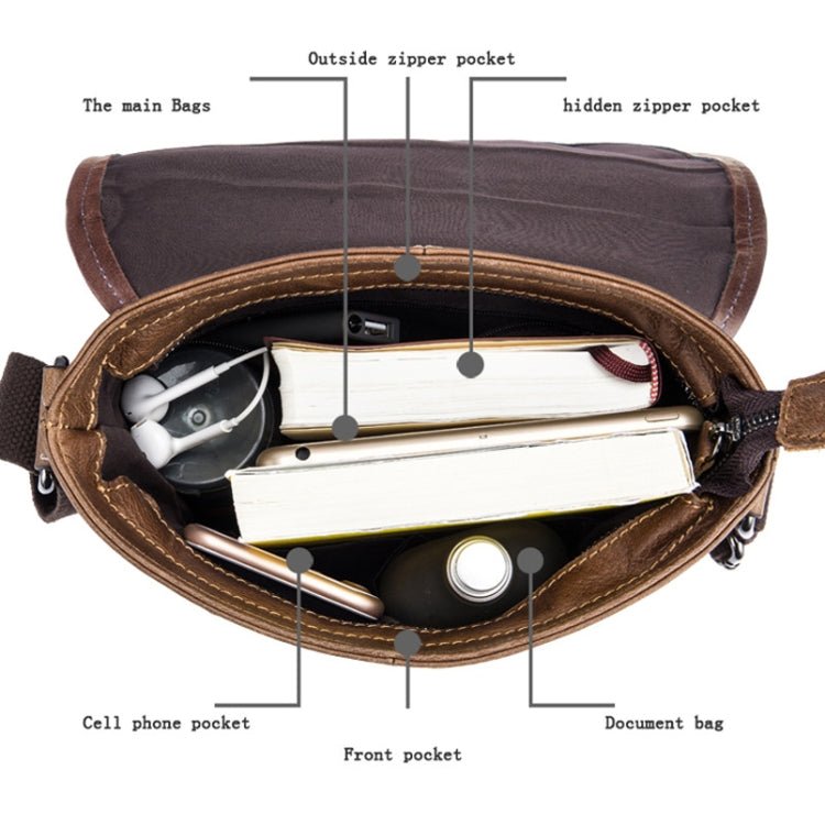 BULL CAPTAIN 034 Men Leather Shoulder Bag Sports Outdoor First - Layer Cowhide Bag(Brown) - British D'sire
