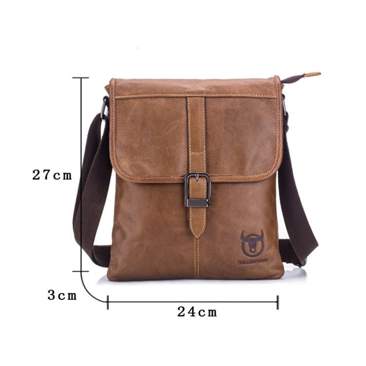 BULL CAPTAIN 034 Men Leather Shoulder Bag Sports Outdoor First - Layer Cowhide Bag(Brown) - British D'sire