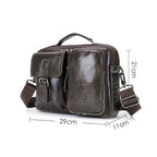 BULL CAPTAIN 036 Men Leather Shoulder Bag Retro First - Layer Cowhide Messenger Bag(Beige) - British D'sire