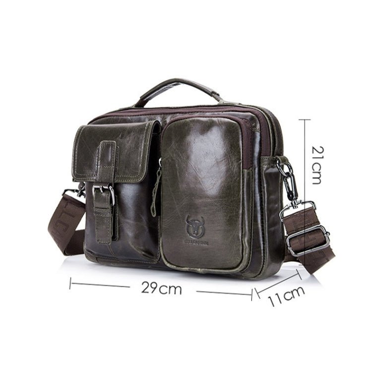 BULL CAPTAIN 036 Men Leather Shoulder Bag Retro First - Layer Cowhide Messenger Bag(Beige) - British D'sire