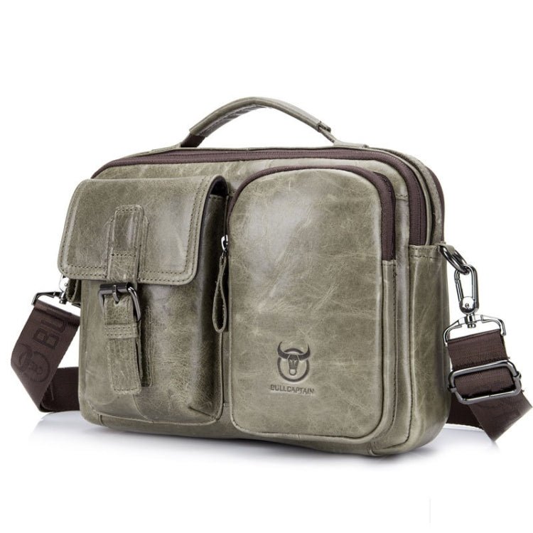 BULL CAPTAIN 036 Men Leather Shoulder Bag Retro First - Layer Cowhide Messenger Bag(Beige) - British D'sire Main image